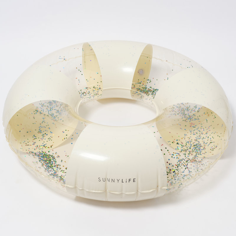 Tube Pool Ring: Glitter Cotton Candy Stripe