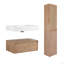 Meuble-lavabo mural 30 po avec lavabo en résine et armoire latérale, tiroir à fermeture en douceur (KD-Packing)