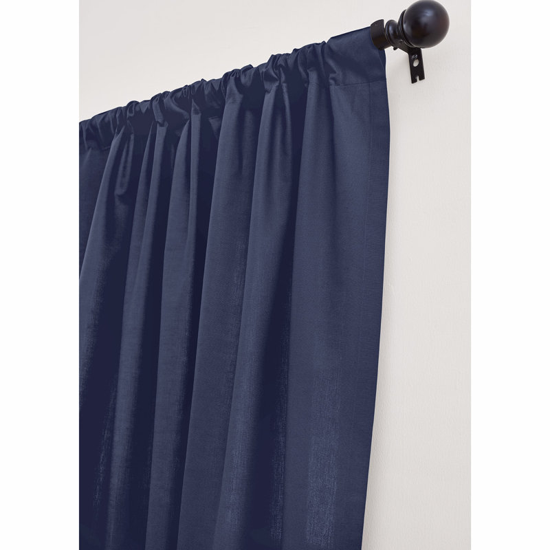 Cotton Linen Curtain with Rod Pocket, Navy, 52" W x 108" L