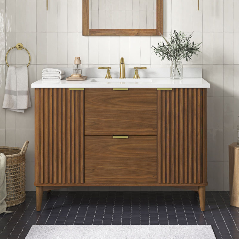Gabi 48 in. Single Sink Bathroom Vanity, Warm Walnut