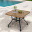 Tables de patio spacieuses, aspect bois métallique de 35 pouces, salle à manger de patio moderne