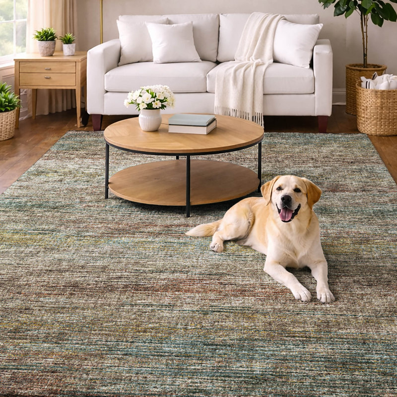 Premium Machine Washable Dream Shag Horizontal Bars Rug, Multi, 10' x 14'