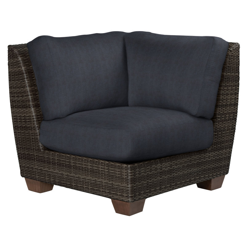 Saddleback Outdoor Corner Wedge Lounge Chair, Canvas Bird's Eye Sunbrella® Canvas, Coffee