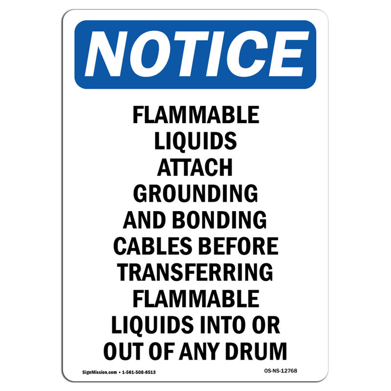 Flammable Liquids Attach Grounding Sign