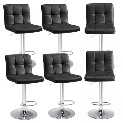 Vegan Leather Swivel Adjustable Height Bar Stool