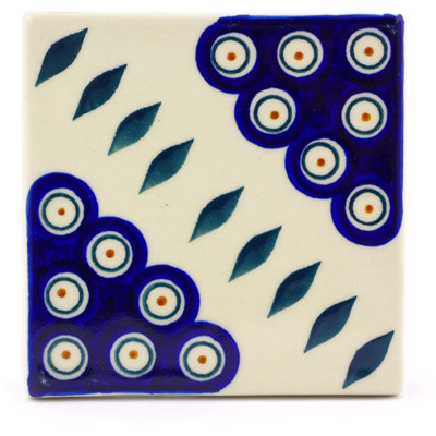 Peacock 4.37'' x 4.37'' Hand Painted Ceramic Decorative Accent Tile