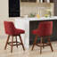Tabouret de bar pivotant à hauteur de comptoir, ensemble de 2 tabourets de bar rembourrés à hauteur de siège de 26 po de hauteur, tissu rouge vin