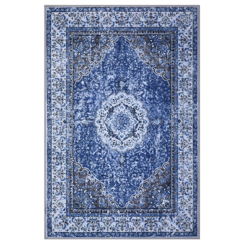 Area Rugs Soft Faux Lamb Soft Boho Floral Area Rug - Vintage Washable Carpet with Non-Slip TPR Backing - Ideal for Living Room, Bedroom, Bathroom, Kitchen, Entryway