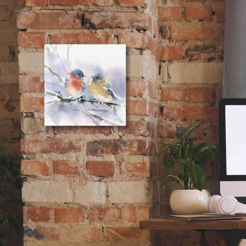 «Bluebird pair» par Katrina Pete, estampe numérique sur toile, H 12 po x l 12 po x P 0,75 po