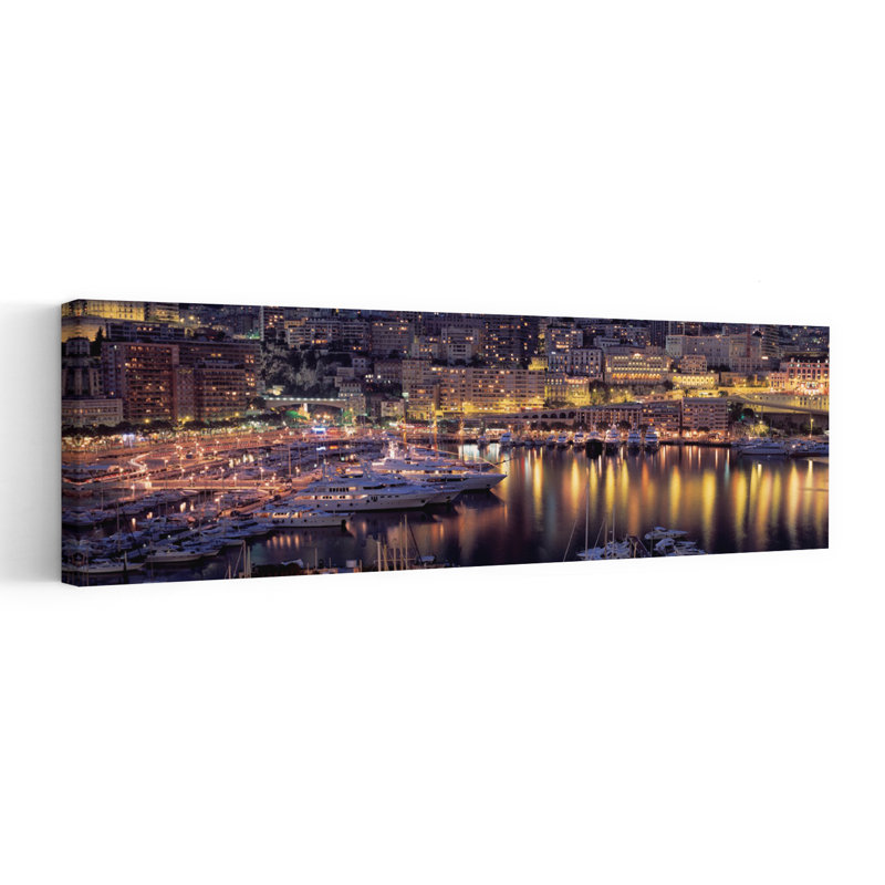 Harbor Monte Carlo Monaco by Bo Brännhage - Wrapped Canvas Panoramic Print, 40.64 cm H x 121.92 cm W