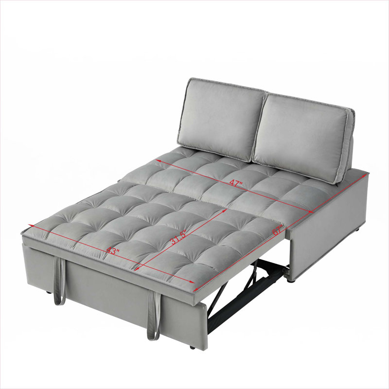Canapé-lit convertible 2 places en velours, Gris