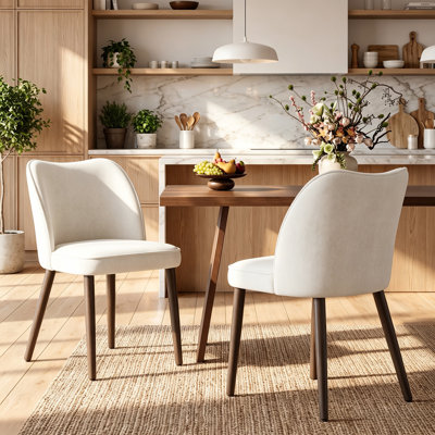 Upholstered Solid Wood Small Dining Chairs - Ergonomic Curve & Plush Padding for Multiple Spaces