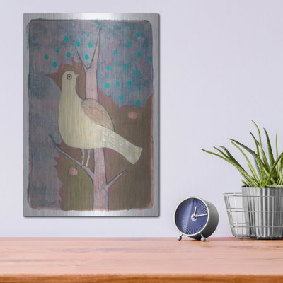 Art mural en métal luxueux «A Yellow Dove 15» par Maria Pietri, art mural en métal, 16 po x 24 po