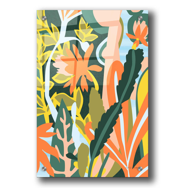 «Cactus Flower» par Megan Gallagher, art mural en verre acrylique, H 36 po x l 24 po x P 0,2 po