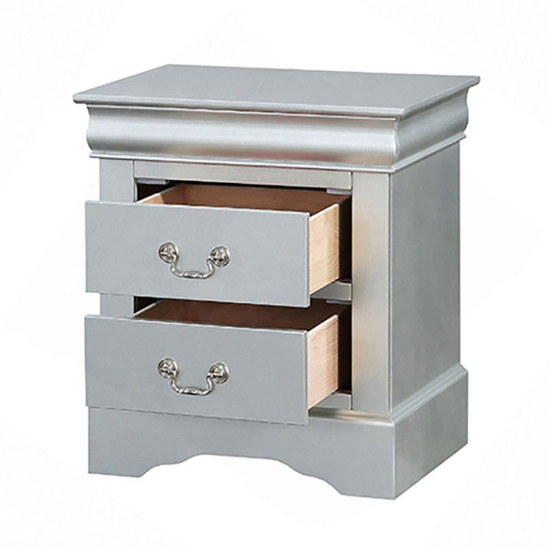 White 2-Drawer Nightstand, White