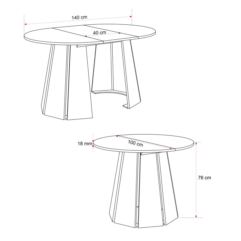 Extendable Round Dining Table, 76cm H x 140cm W x 140cm D, Natural