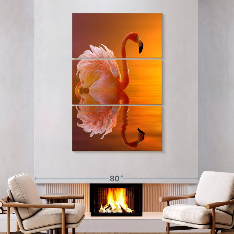 Brampt Flamingo Water Reflection, 74" H x 48" W
