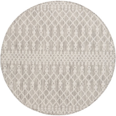  Positano 5' x Round Light Grey Modern Rug