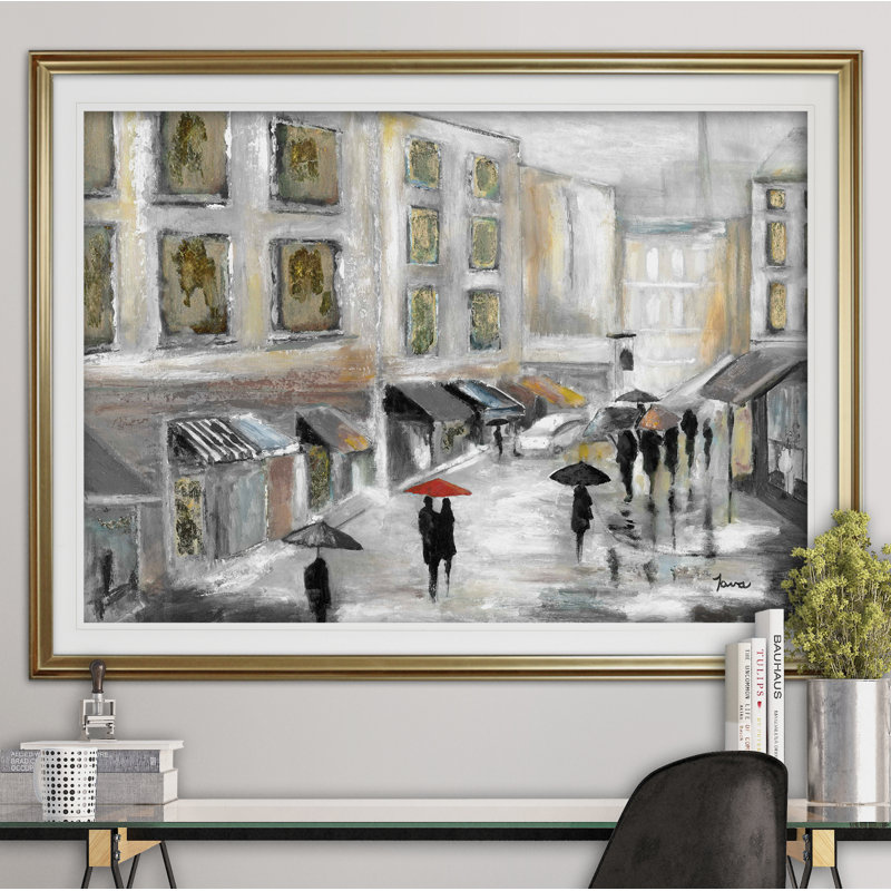 « sunday market », impression, Cadre doré, H 31 po x l 43 po x P 1,5 po