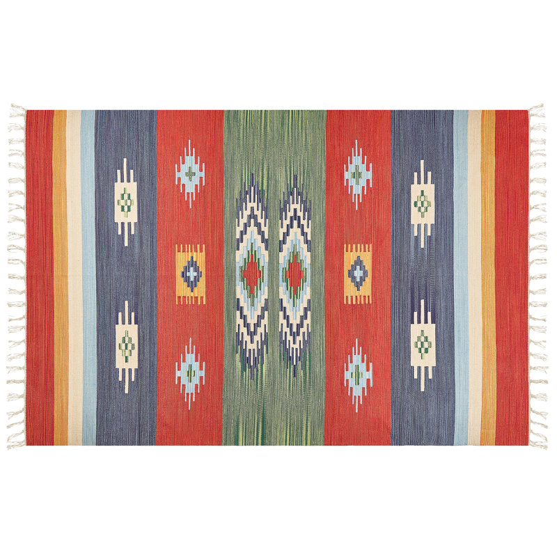 Judson Southwestern Cotton Hand Woven Area Rug, Rectangle 200 x 300cm