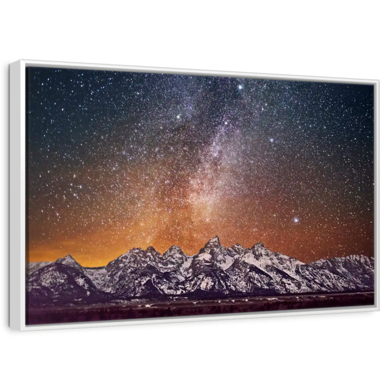 Voie lactée au-dessus de Grand Teton, Cadre flottant blanc, 43 po x 29 po