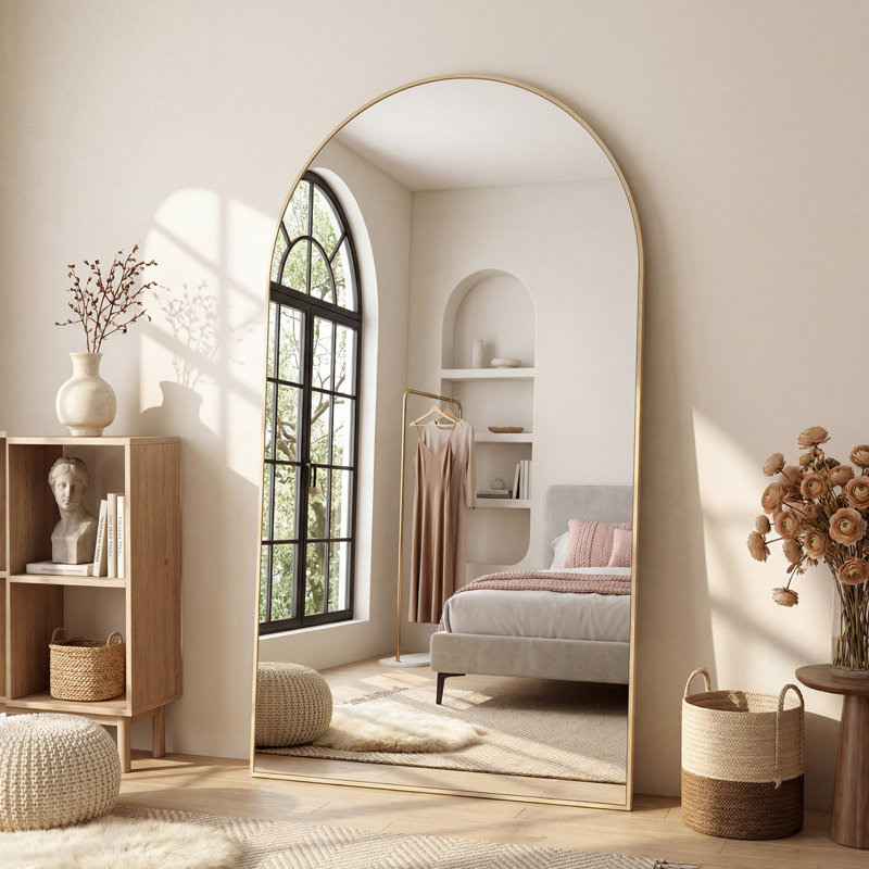 Grand miroir pleine grandeur avec 3 modes de fixation, 71 po x 32 po, Doré