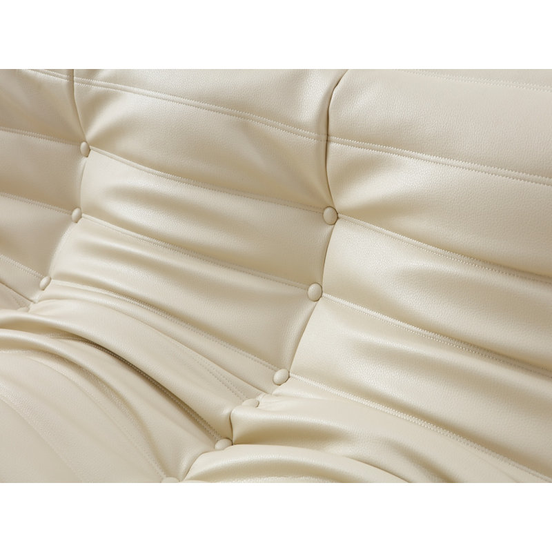 Abbie Lazy Sofa, Similicuir ivoire, H 28,35 po x l 68,9 po x P 39,76 po