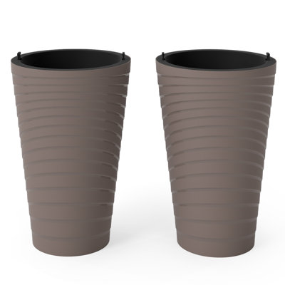 18'' Tall Flower Pot Set of 2 w/ Insert Bucket Handle Design Drainage Holes
