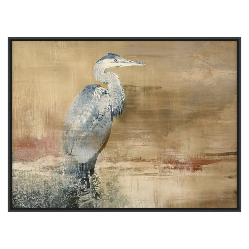 Painted Heron 2 Print, Black, 24" H x 32" W