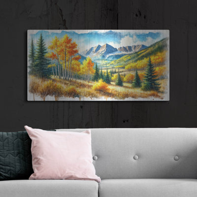 «Aspen Landscape Watercolor» par Rey Klimt, art mural en métal