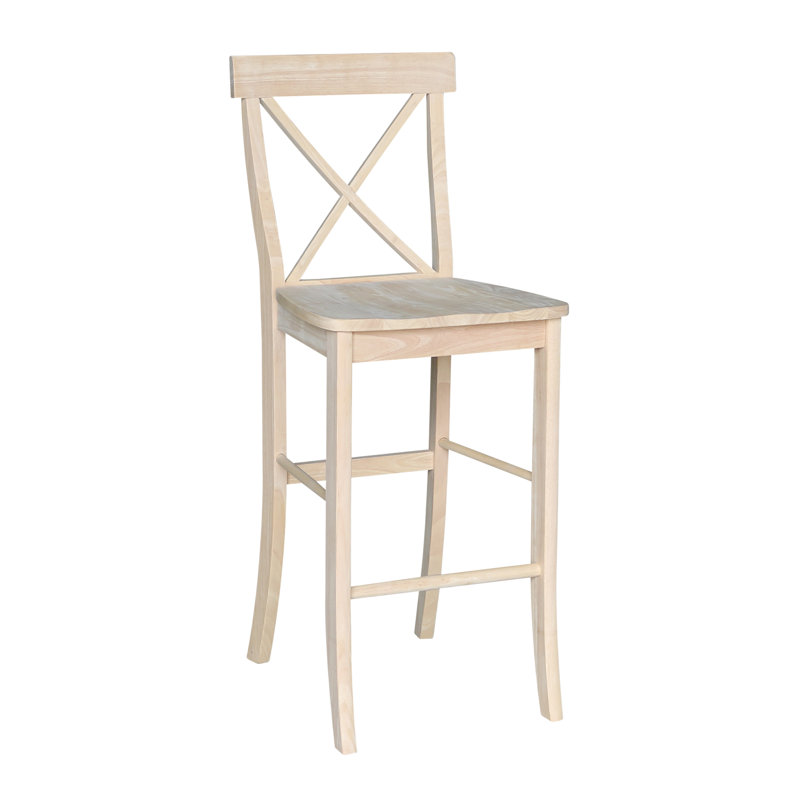 Tabouret de bar en bois massif Guzik, Non fini, Tabouret de bar (siège d'une hauteur de 29 po)