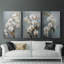 Floral Study Series LXIV - Ensemble de 3 toiles tendues avec châssis - Prêt à être accroché