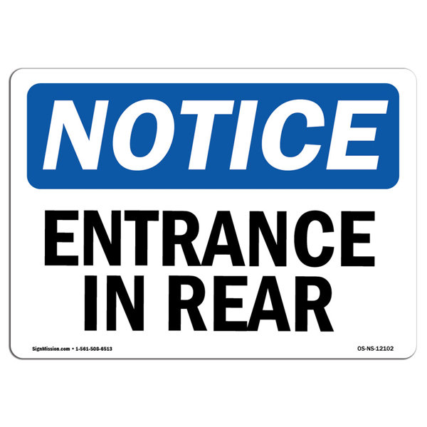 SignMission Entrance in Rear Sign | Wayfair