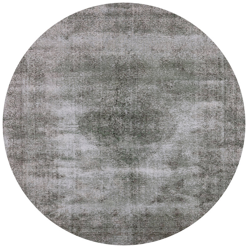 Tapis gris abstrait Sely, Rond 8 pi