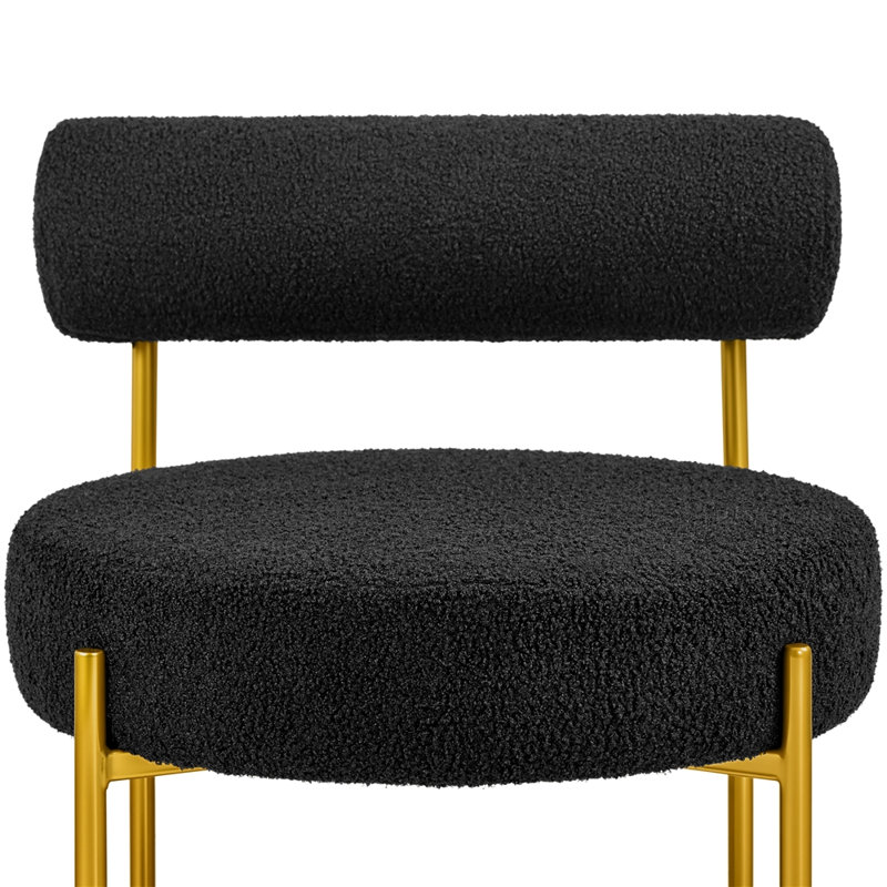 Fauteuil d'appoint Marras 26'' H en tissu bouclé avec pattes en métal doré, Noir