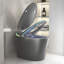 Toilette intelligente unique, toilette une pièce avec bidet intégré, siège à ouverture / fermeture automatique, capteur de pied, affichage à DEL, veilleuse, eau chaude et sécheuse-130060500