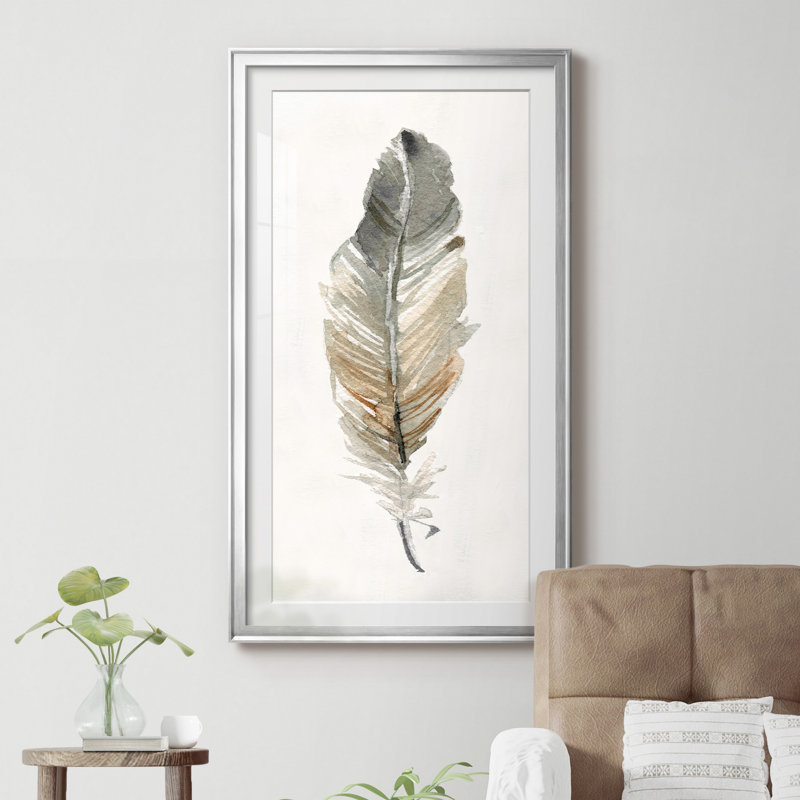 " Neutral Feather I ", 26.5" H x 14.5" W, Silver