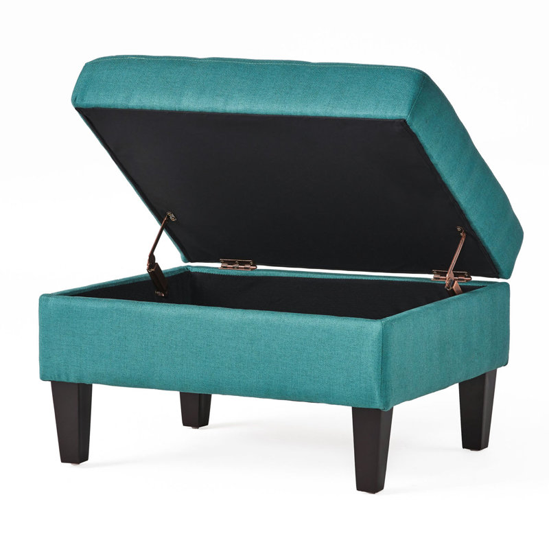 Anjuman Upholstered Ottoman, Teal Fabric, Teal 