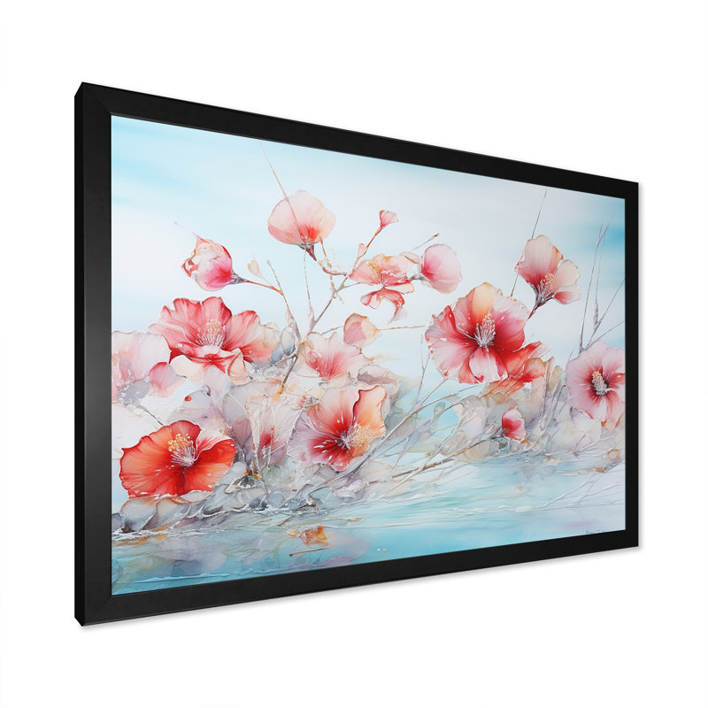 «Hibiscus Bliss Flower Blooms», reproduction sur toile, Cadre simple noir, H 12 po x l 20 po x P 1 po