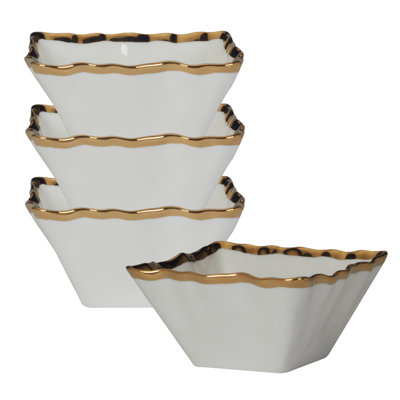 Regency Gold Set of 4 Square Snack Bowls 5.5in