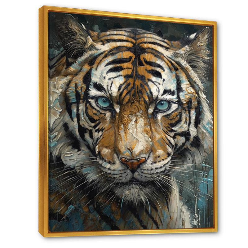 Reproduction d'art sur toile, "Tigre jaune", H 40 po x l 30 po x P 1,5 po, Cadre flottant doré