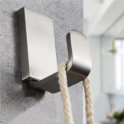 Self-Adhesive Or Wall-Mounted Towel Hook, Rustproof Stainless Steel With Brushed Nickel Finish, Heavy Duty For Bathroom, Kitchen, And Home Use