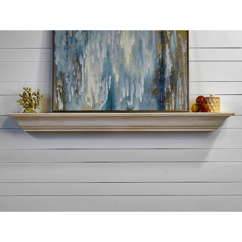 Floating Wood Fireplace Mantel Shelf, 60", Unfinished