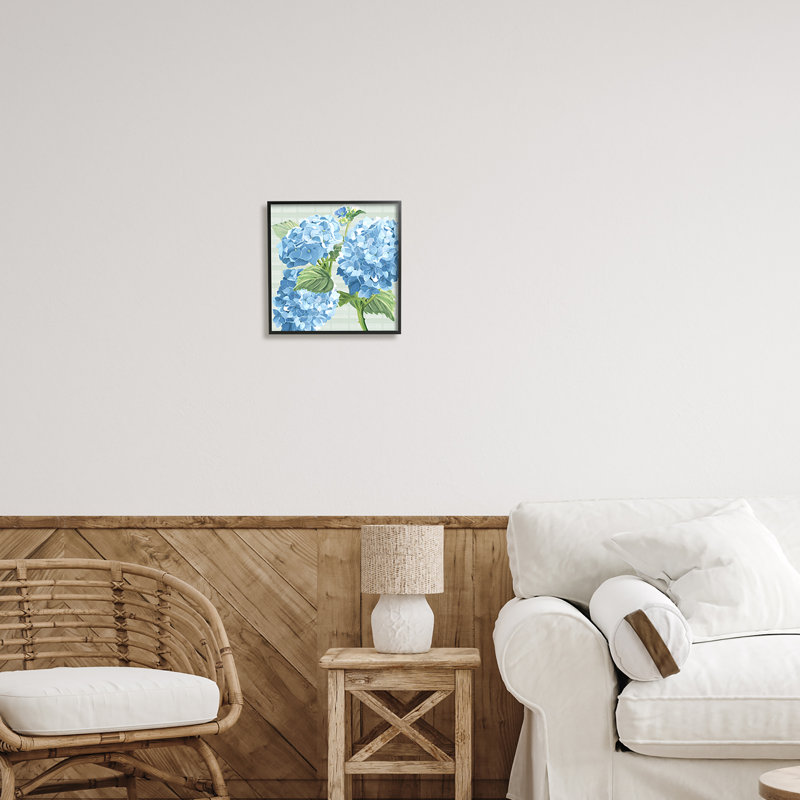 «Stupell Industries Blue Hydrangea Blossoms», art mural sur toile par Erica Christopher, Giclée encadrée noir minuit