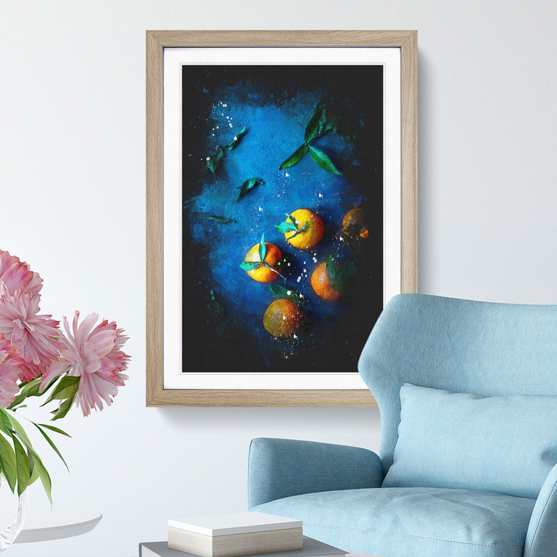 Fresh Oranges - Picture Frame Graphic Art Print, 87cm H x 62cm W x 2cm D, Oak Framed