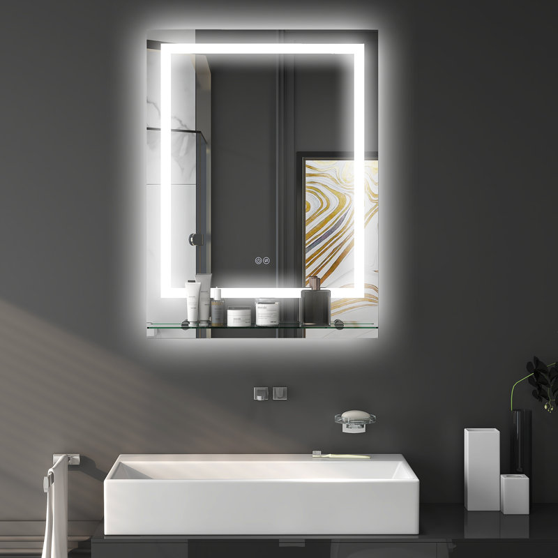 Neomi Rectangle Mirror with Shelves, 80cm x 60cm
