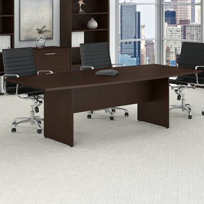 BBF 96W x 42D Boat Shaped Conference Table with Wood Base