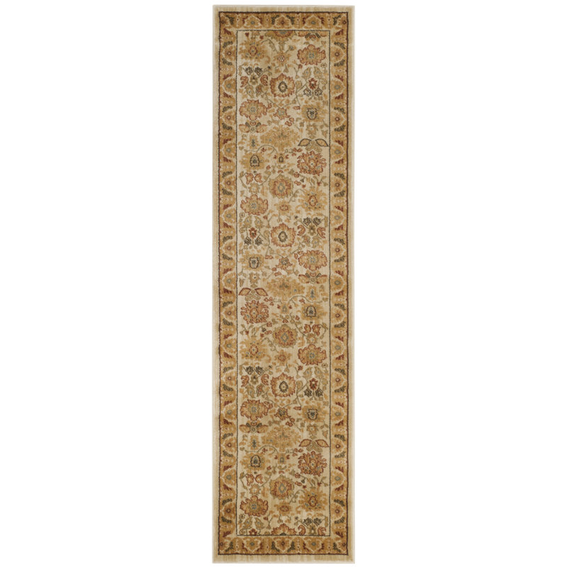 Oriental Area Rug in Cream/Orange, Rectangle 3'6" x 5'6"