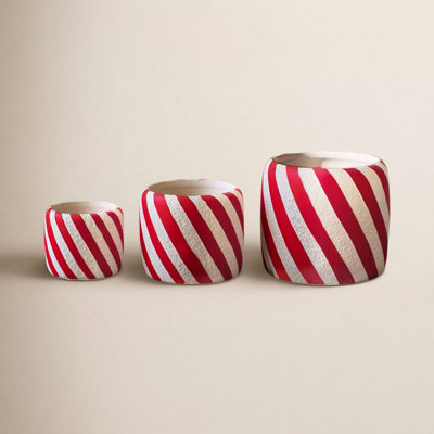 3-Piece Concrete Candy Cane Planter Set