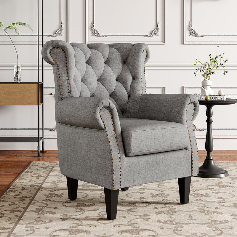 Abrielle Upholstered Wingback Chair, Gray